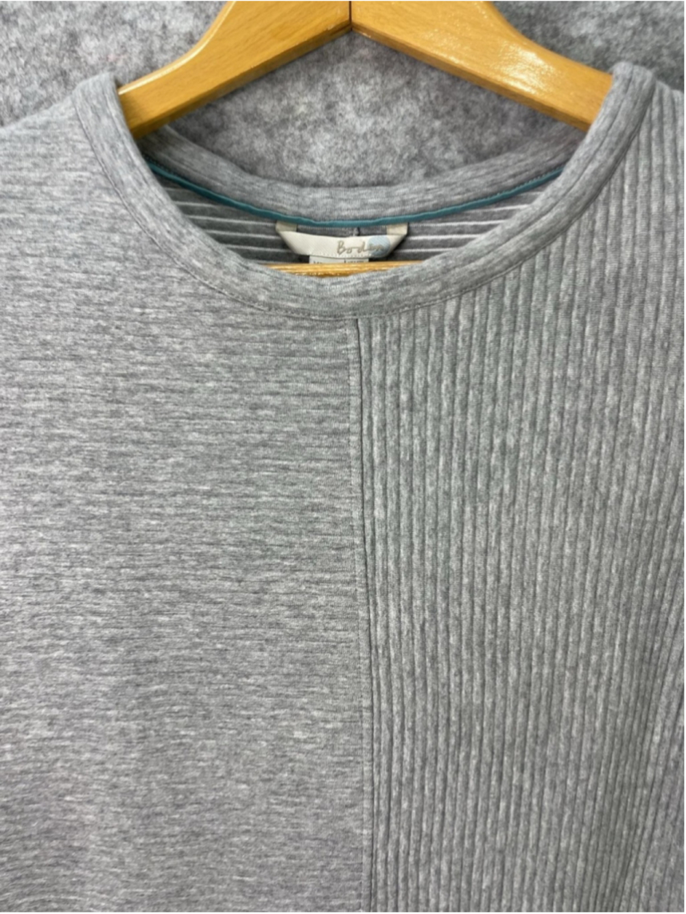 Boden Dress Womens 8L Gray T-Shirt Dress Knee Length Ribbed Knit Short Sleeve - Picture 2 of 8